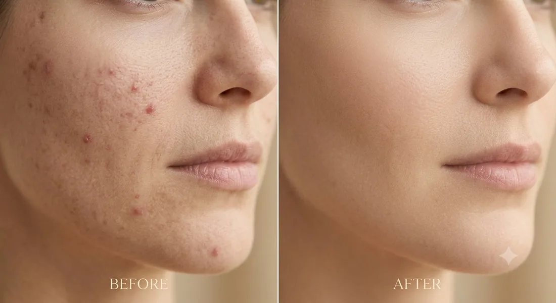 Inflammatory acne before and after treatment