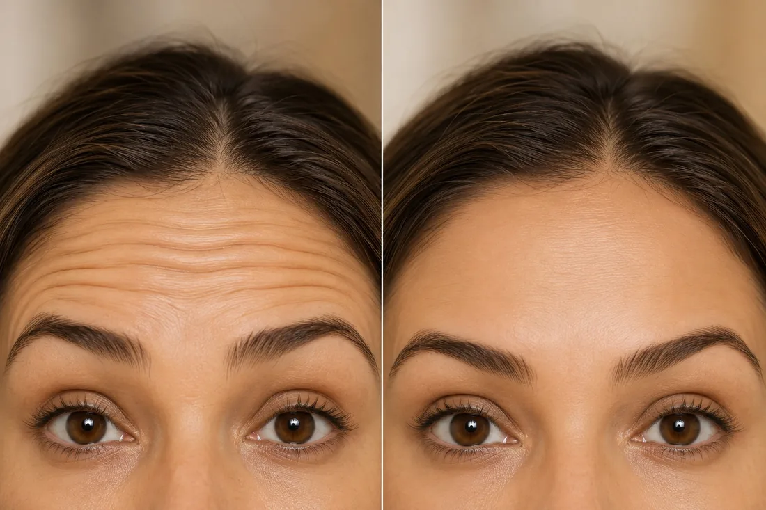 Forehead lines before and after treatment