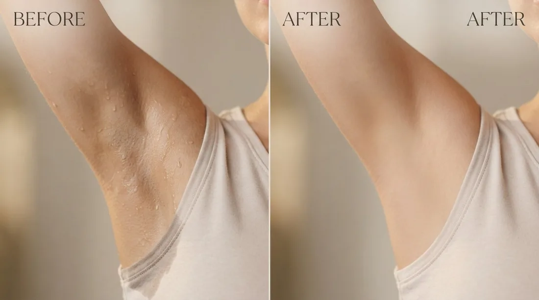 Underarm sweating before and after treatment