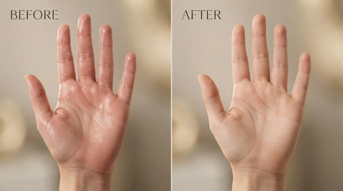 Palm sweating before and after treatment