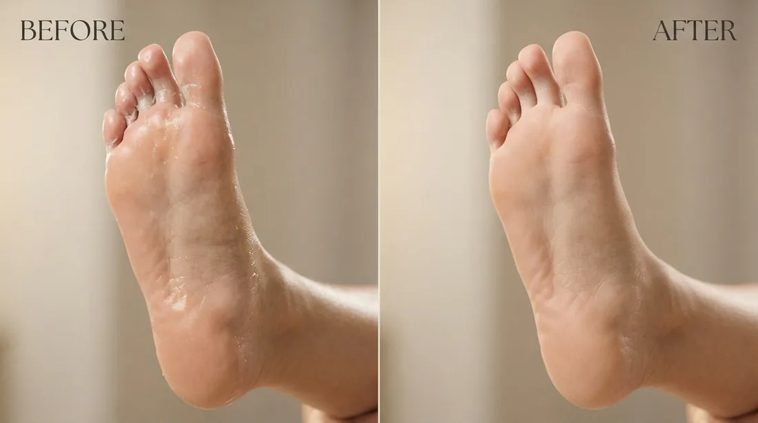 Foot sweating before and after treatment