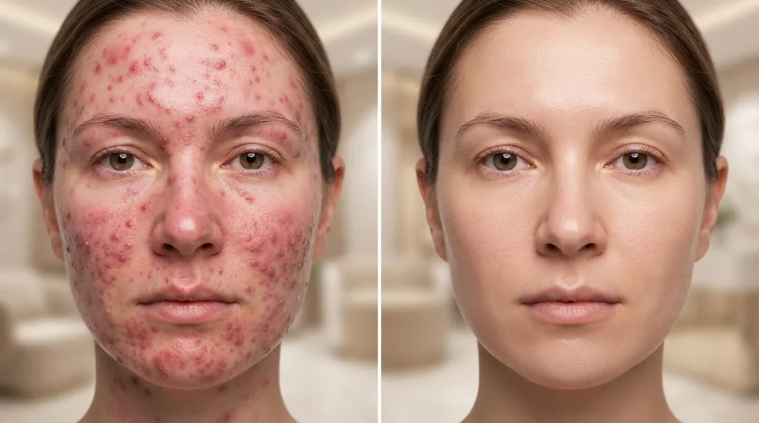 Papulopustular rosacea before and after treatment
