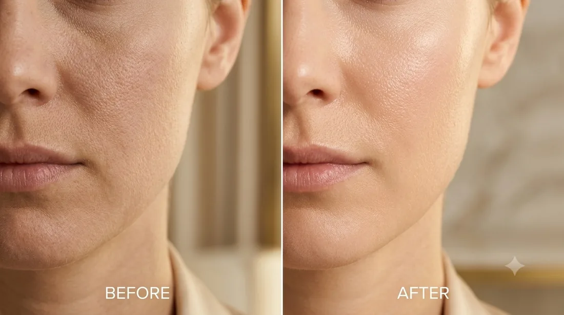 Skin hydration and texture before and after skin boosters