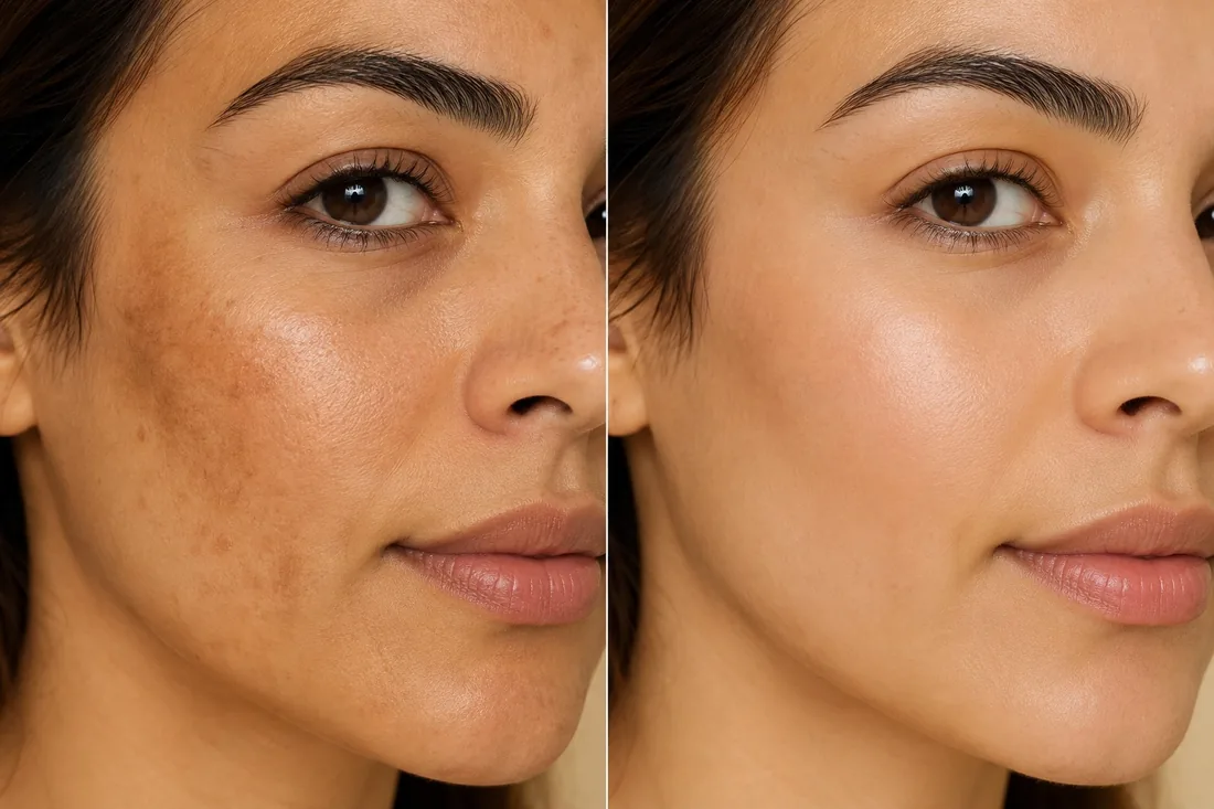 Melasma and uneven pigmentation before and after treatment
