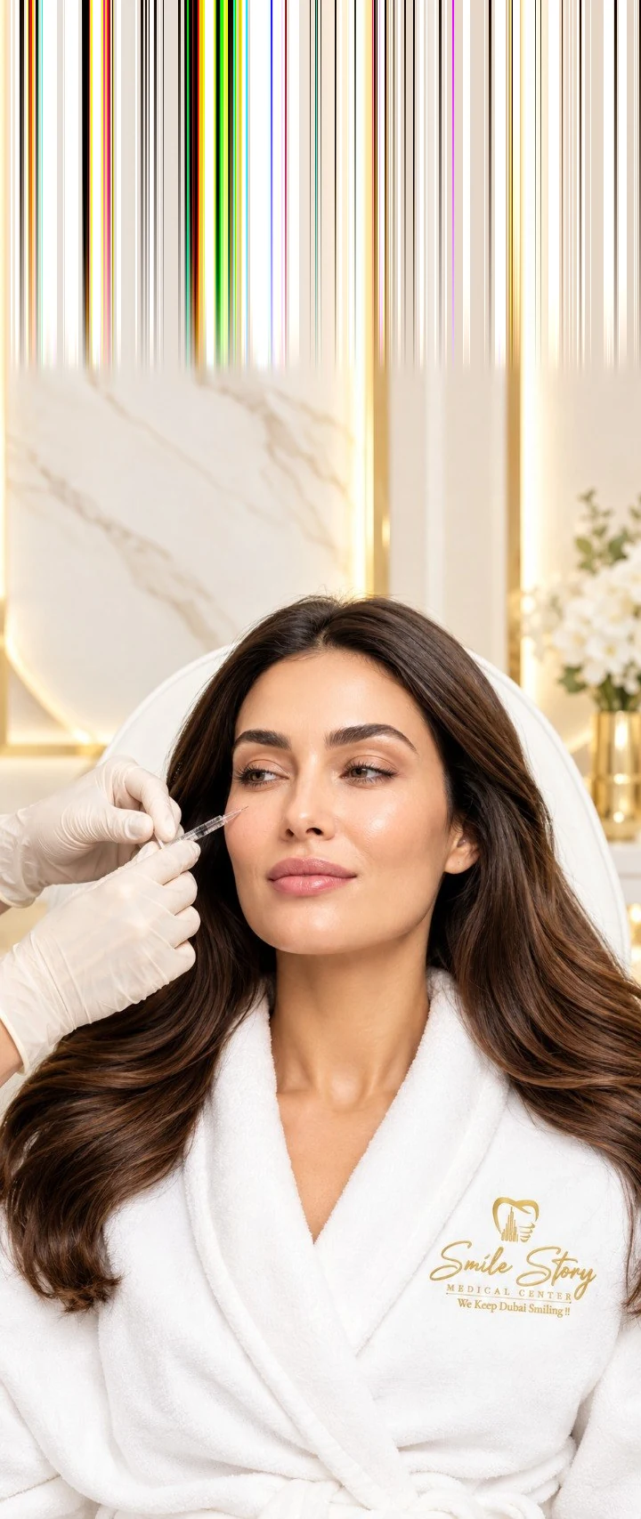 Patient enjoying a signature skin treatment at Smile Story Medical Center, Deira